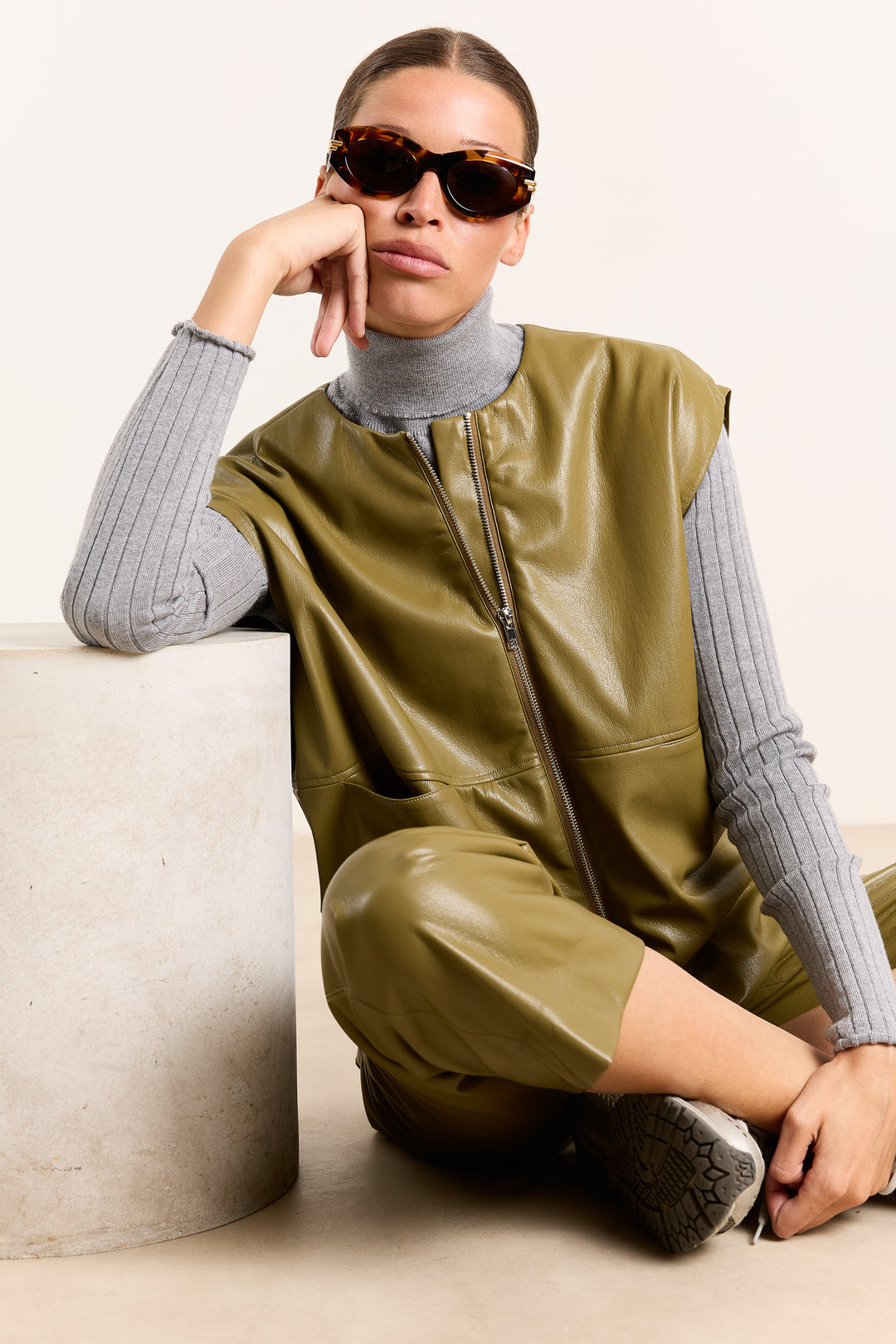 Odette Vegan Leather Olive