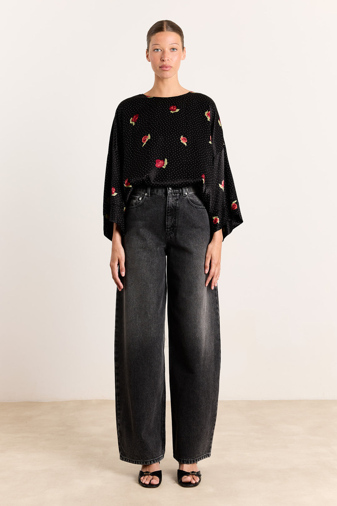 Carine Abstract Rose Print Black