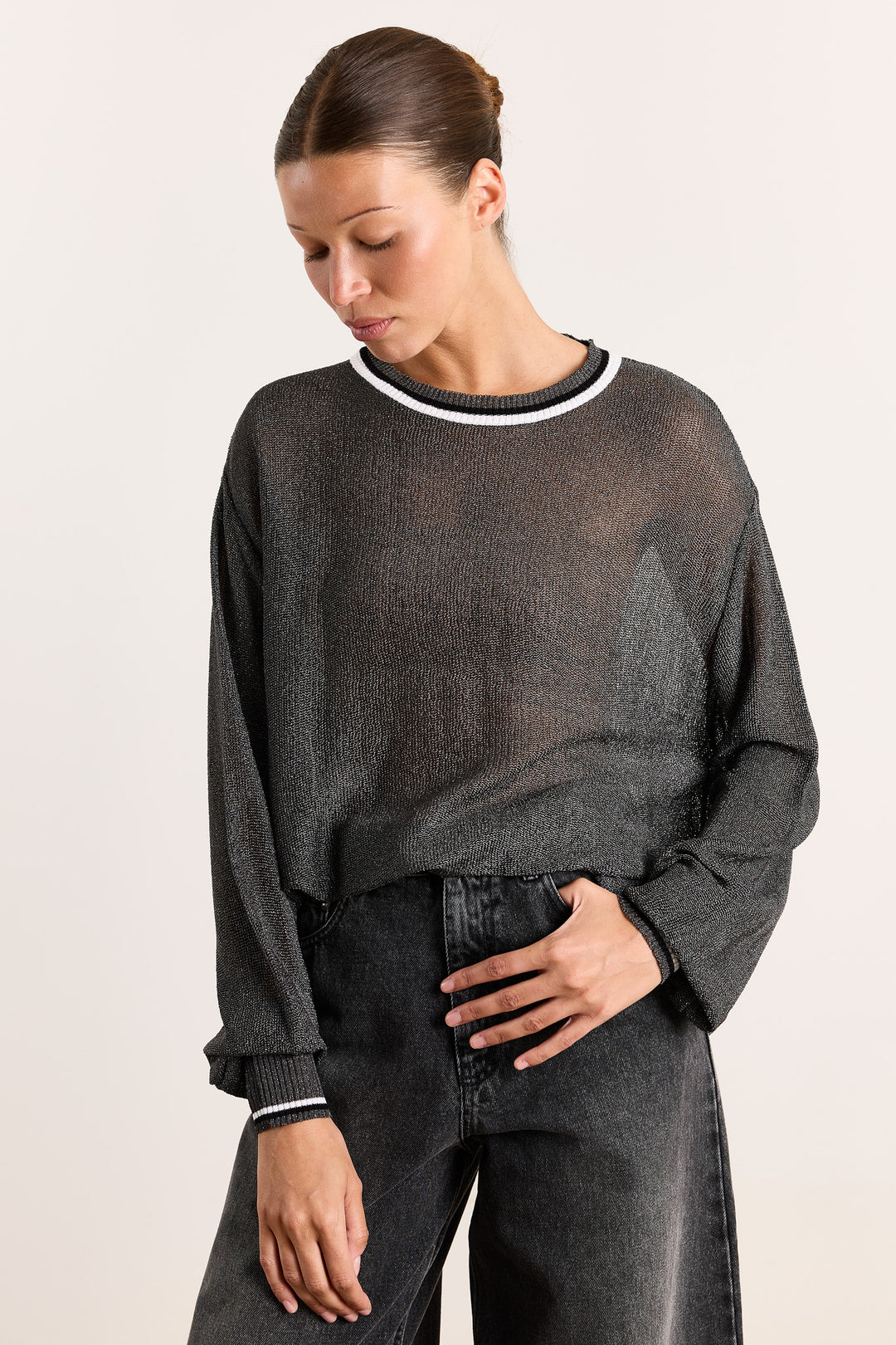 Gloria Metallic Knit Graphite