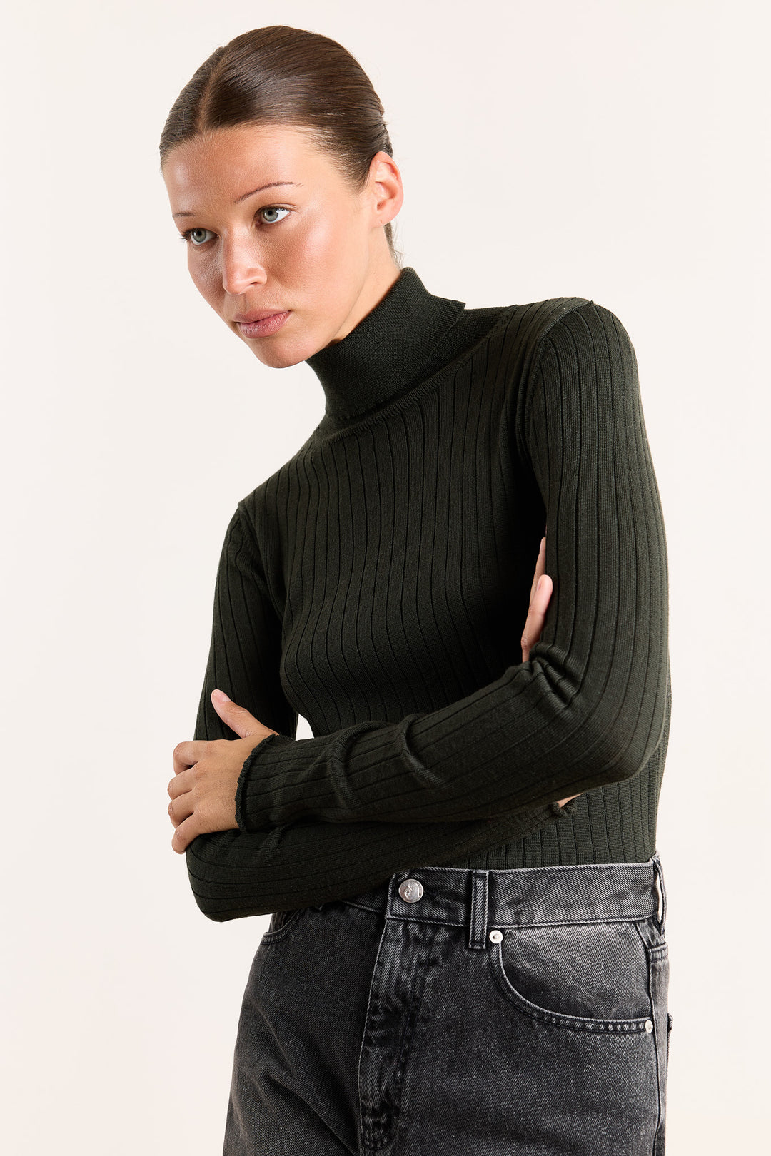 Dahlia Rib Merino Military