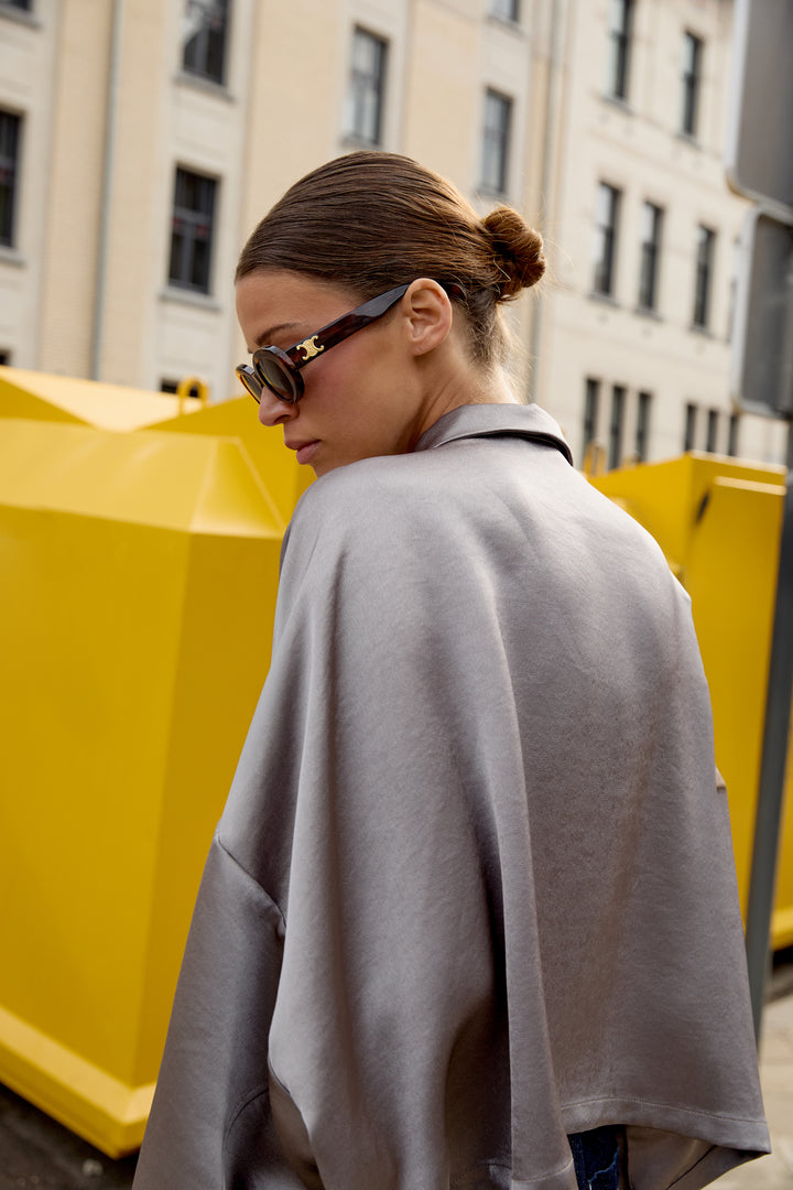 Yannick Brushed Uni Satin Steel Grey