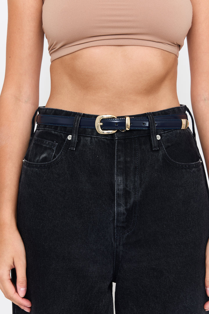 Albin Shiny Leather Navy