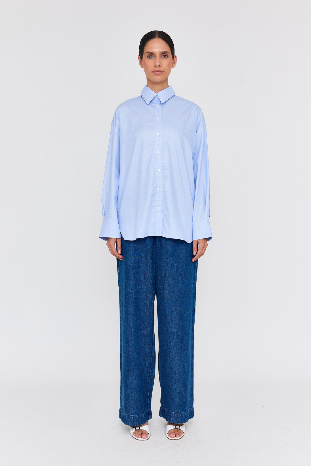 Laura Shirting Light Blue Check