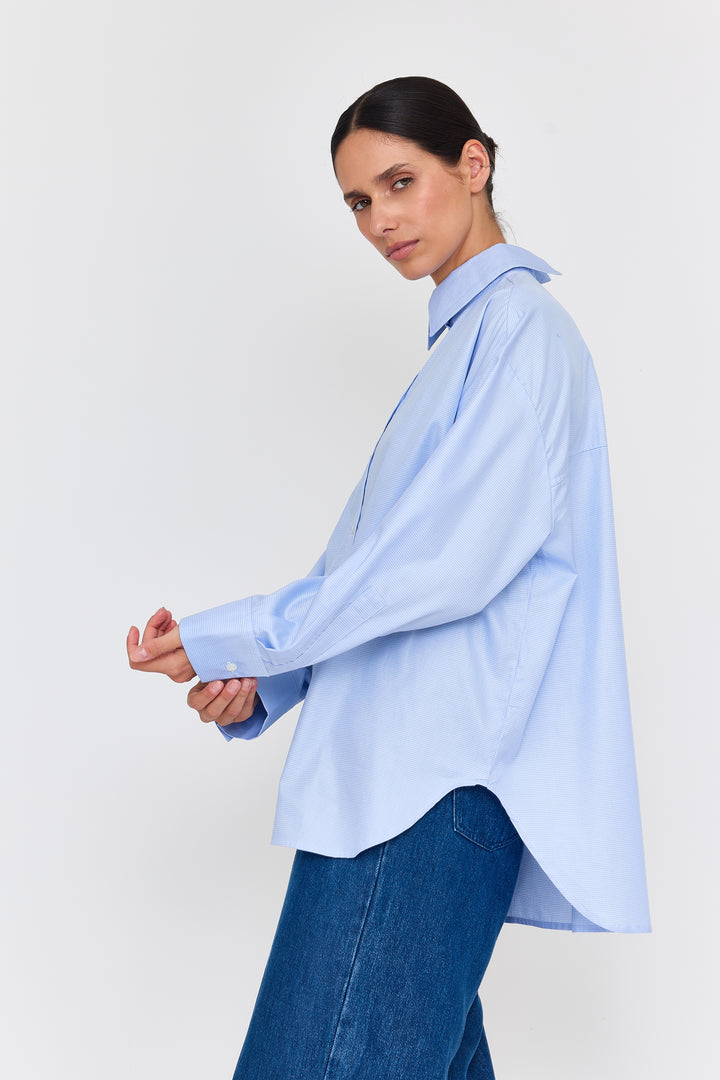Laura Shirting Light Blue Check