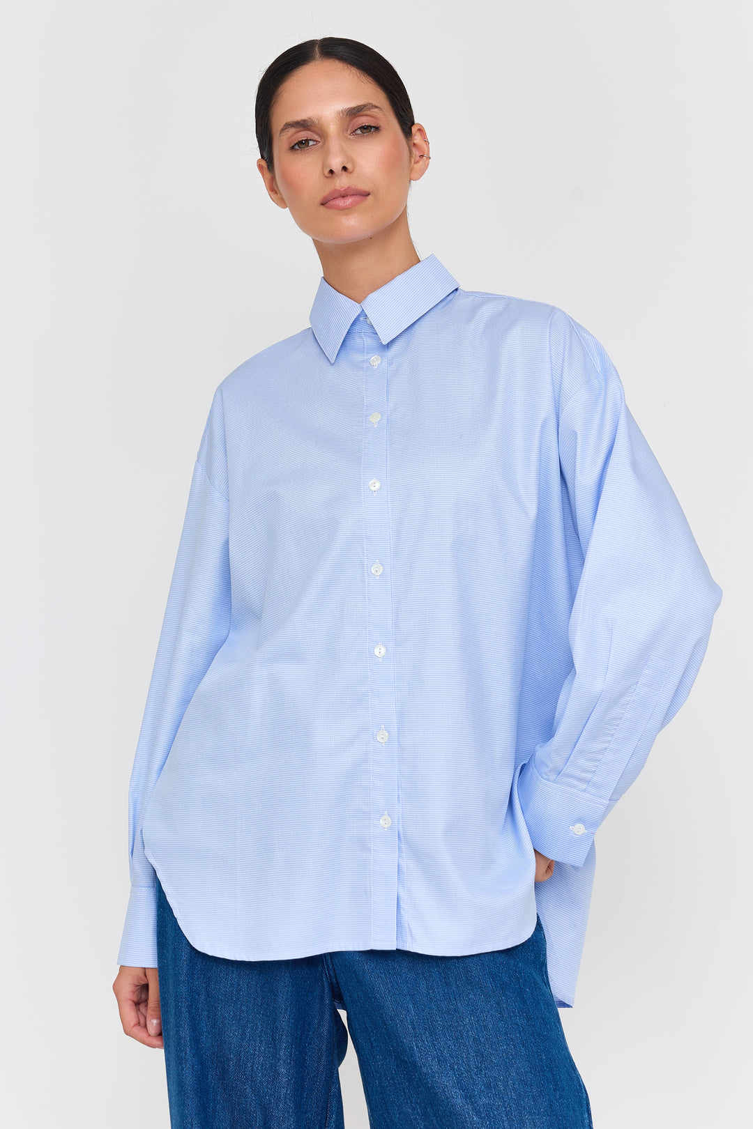 Laura Shirting Light Blue Check