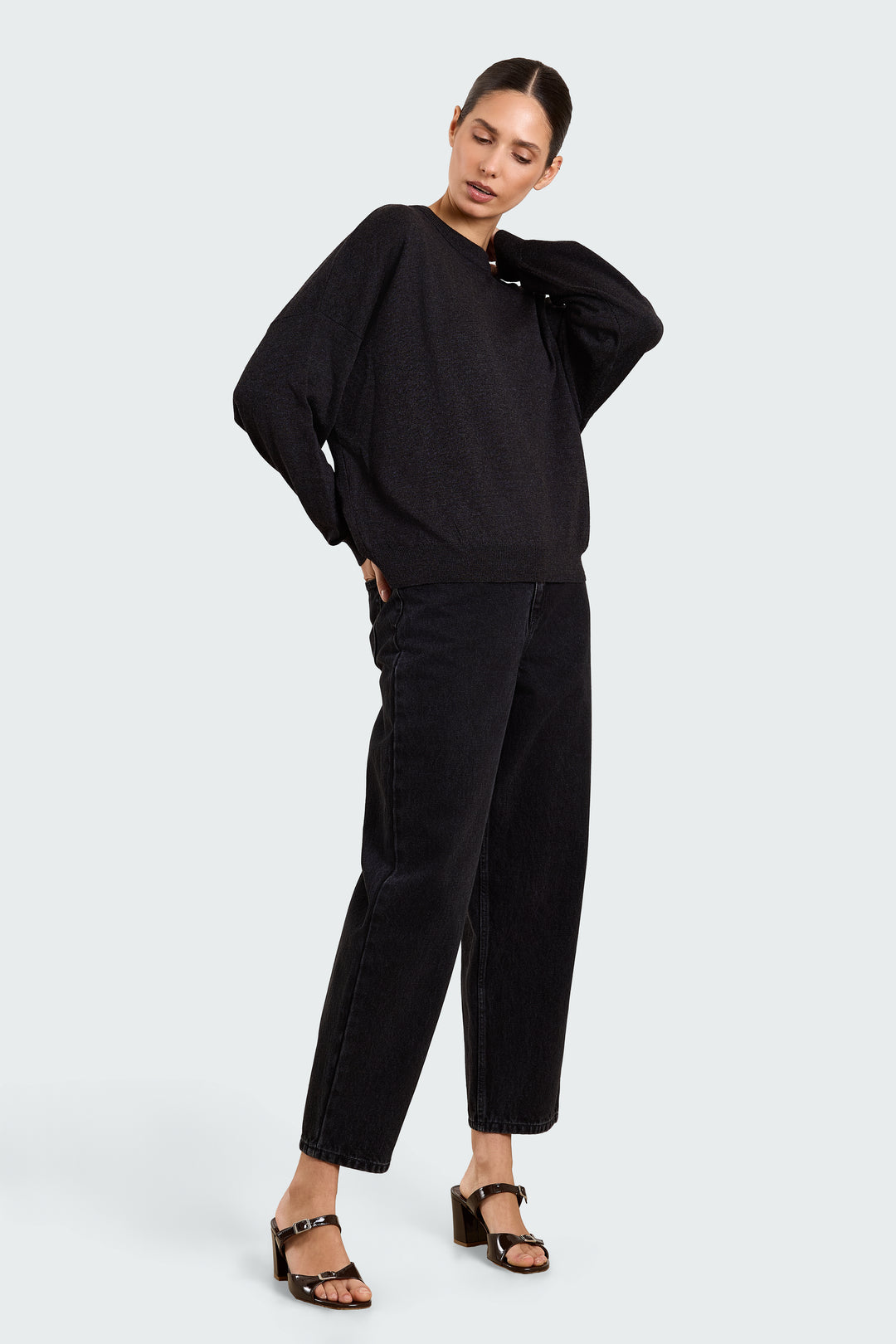 Stephanie Basic Knit Black Melange