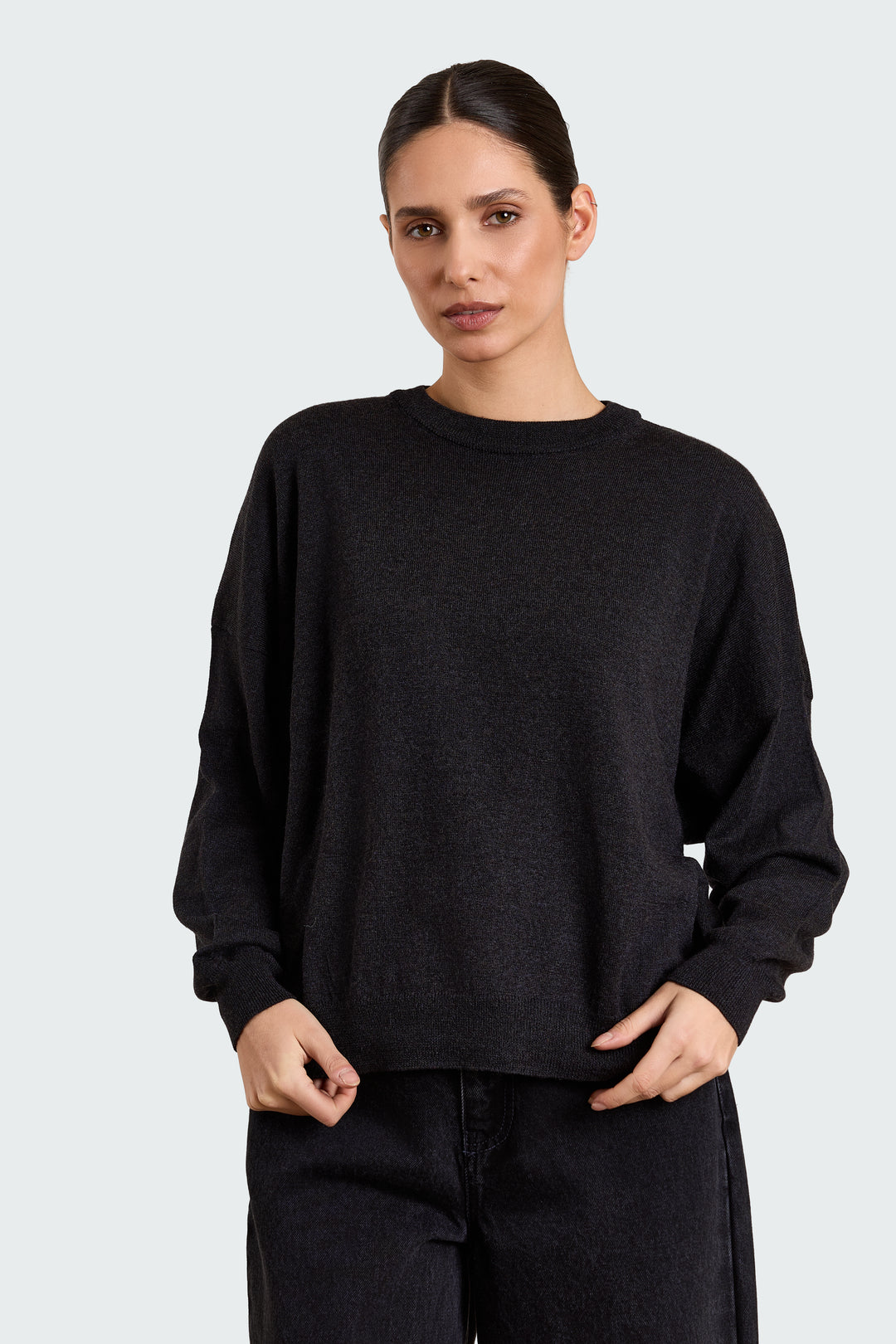 Stephanie Basic Knit Black Melange