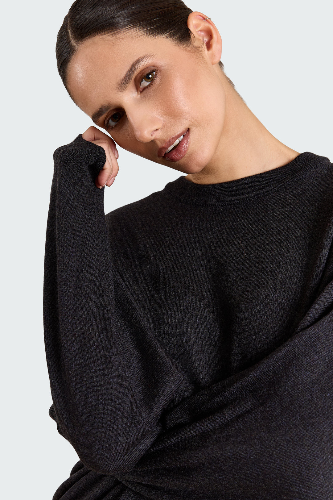 Stephanie Basic Knit Black Melange