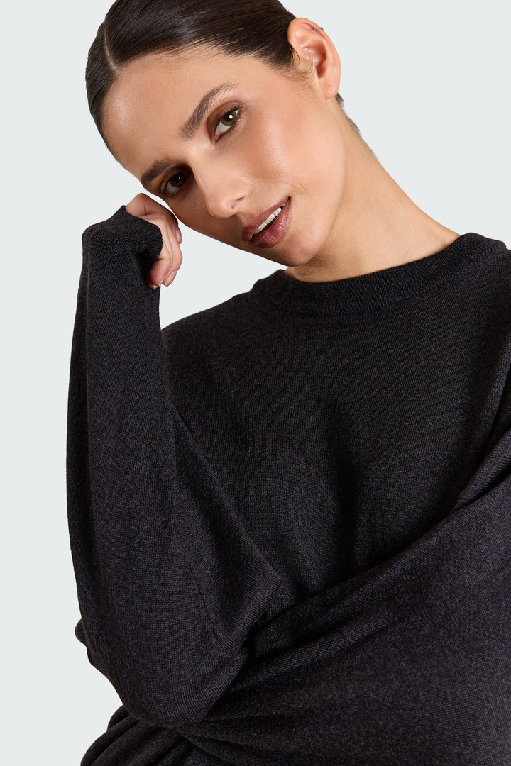 Stephanie Basic Knit Black Melange