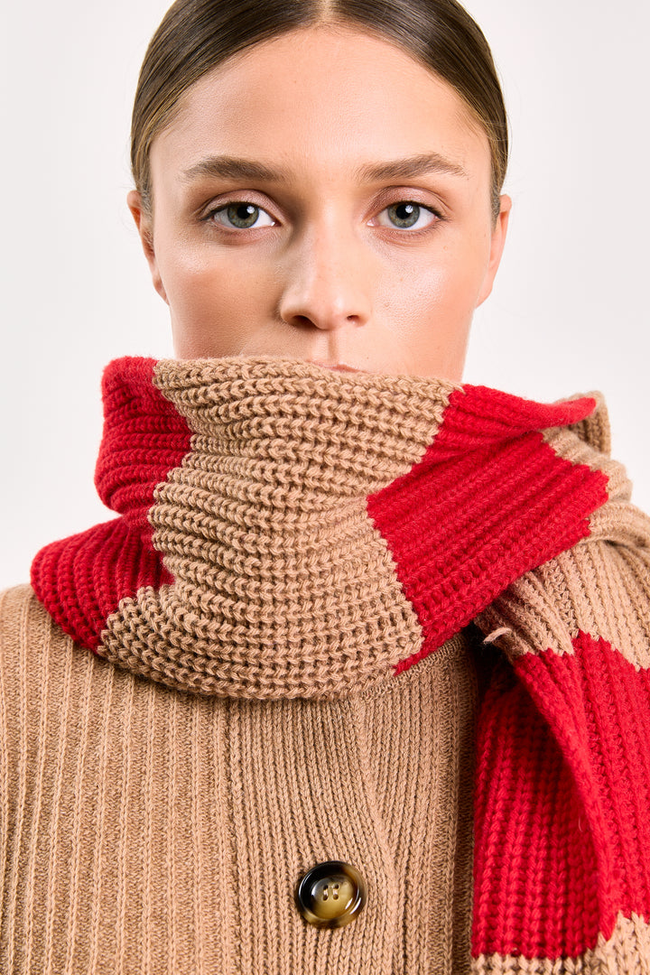 Pia Wool Blend - Camel/Red