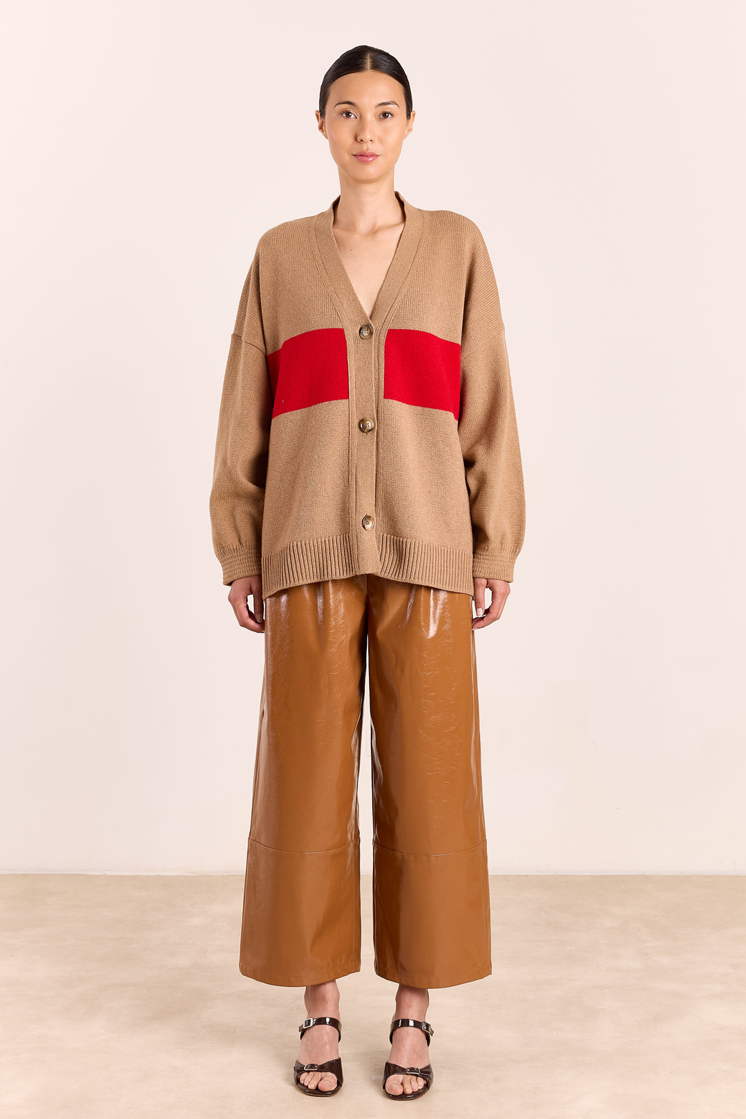 Mouche Wool Blend - Non Rib Camel/Red