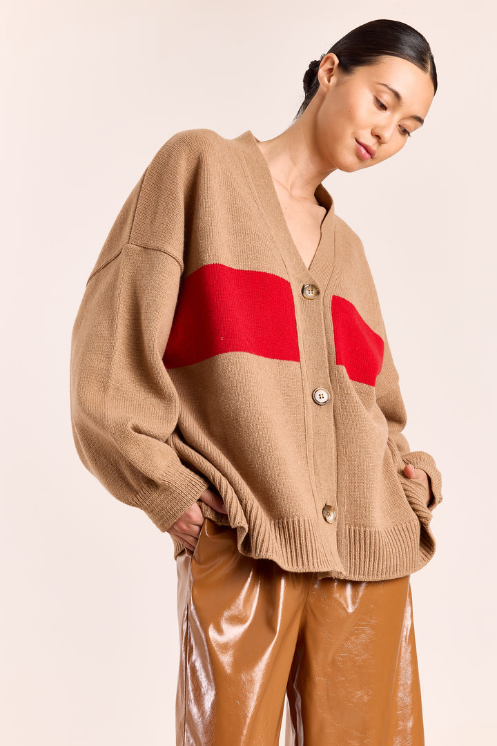 Mouche Wool Blend - Non Rib Camel/Red